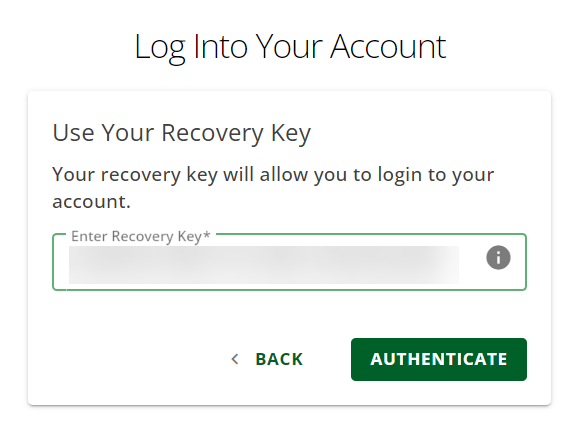 Authenticate Using the Recovery Key