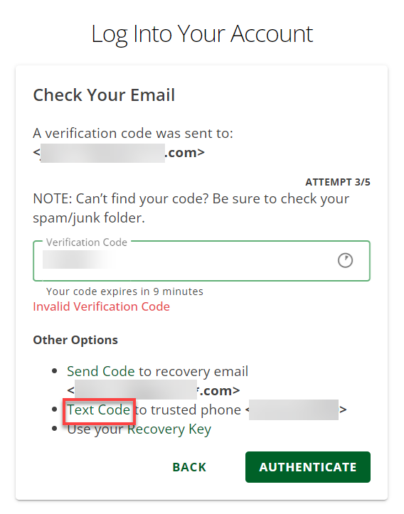 Text Code to Trusted Phone