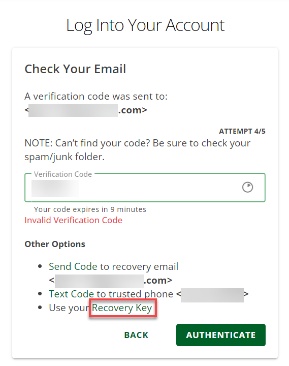 Use Recovery Key