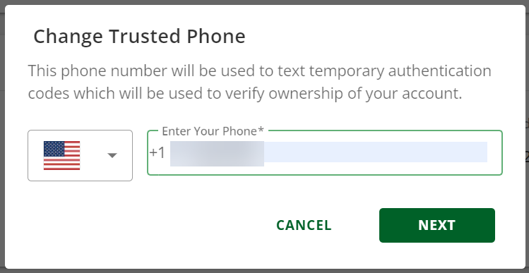 Change Trusted Phone Number