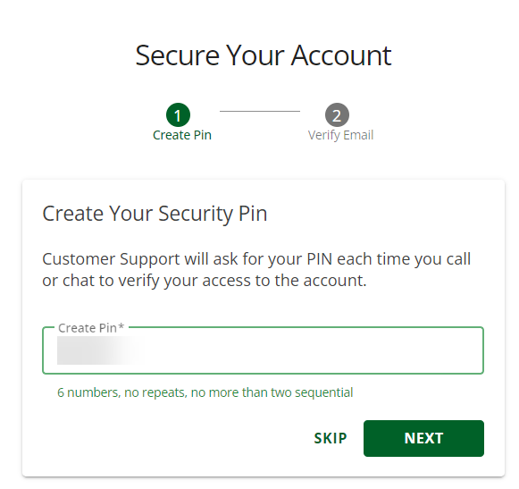 Set Up Security Pin