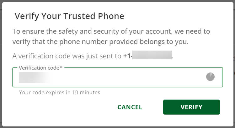 Verify Trusted Phone Number