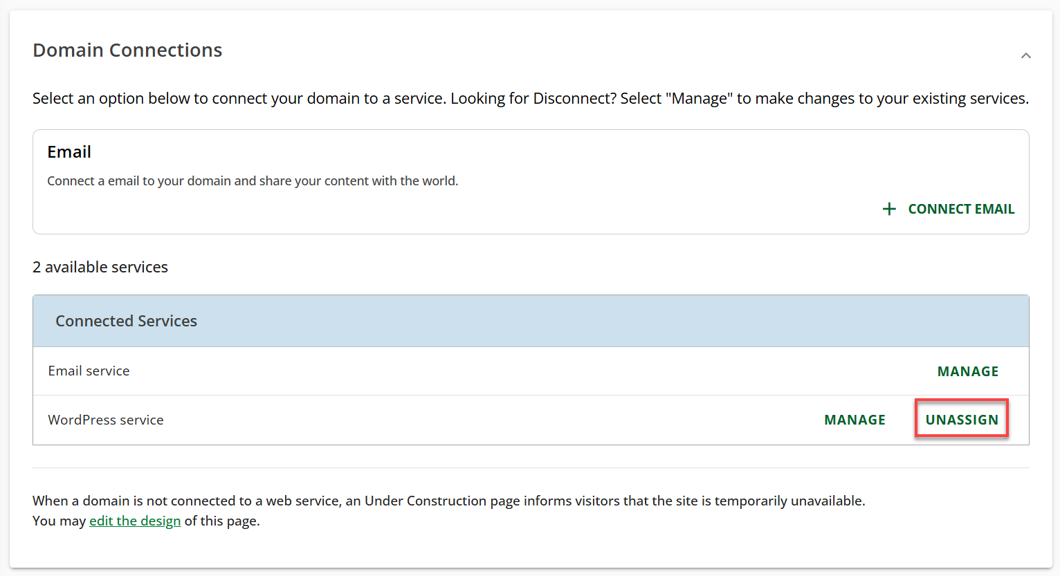 Unassign a Service
