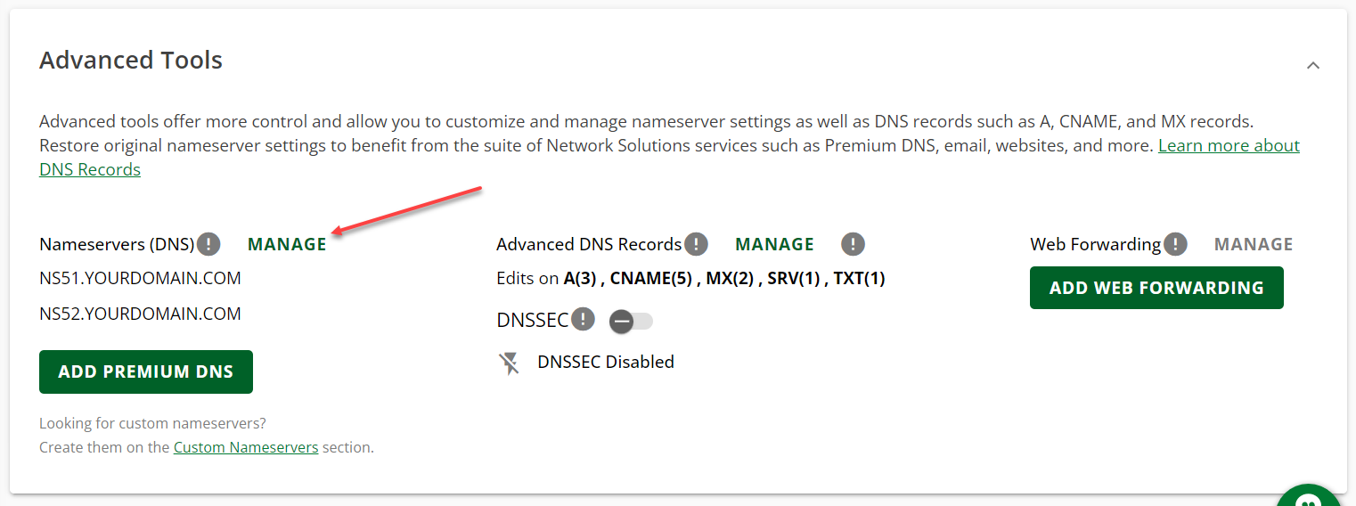 MANAGE link