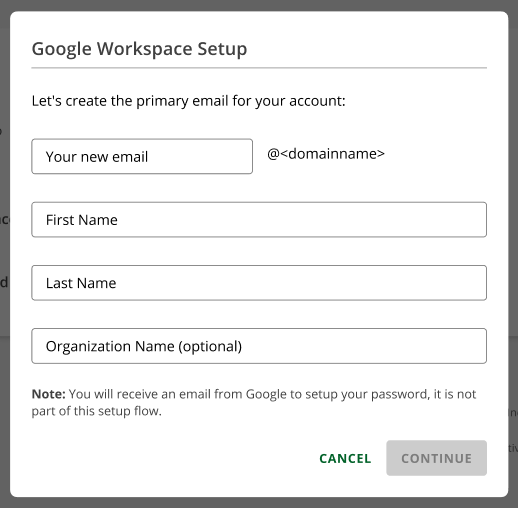 Create Google Workspace Primary Email