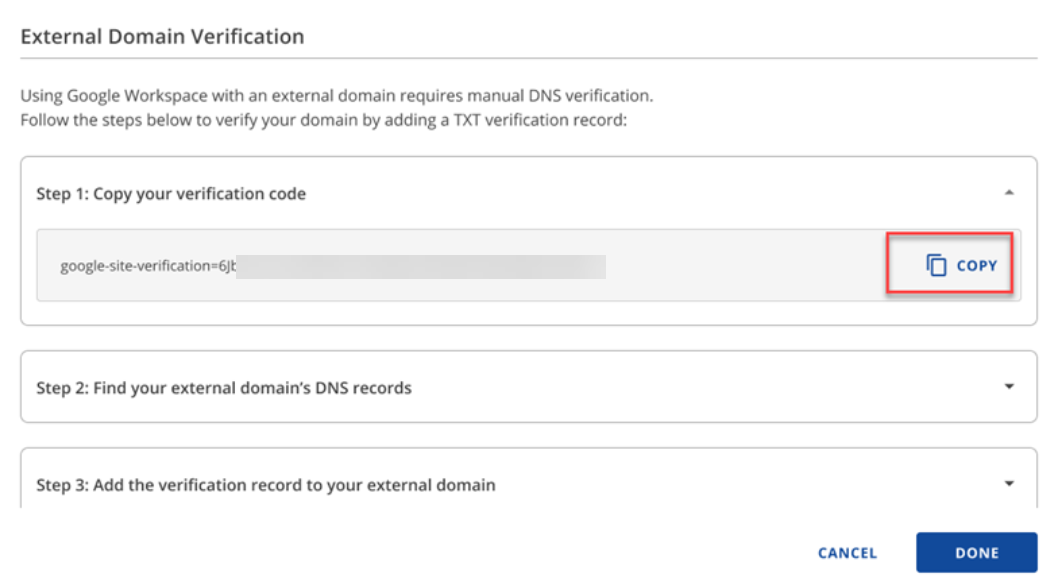 Copy Verification Code