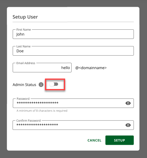 Setup Admin User