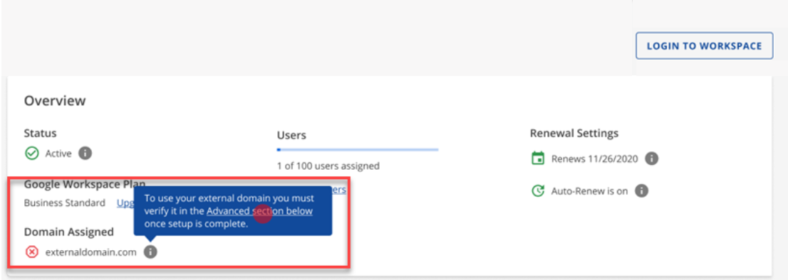 Verification needed for external domains