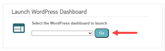 Launch WordPress Dashboard section with Go button