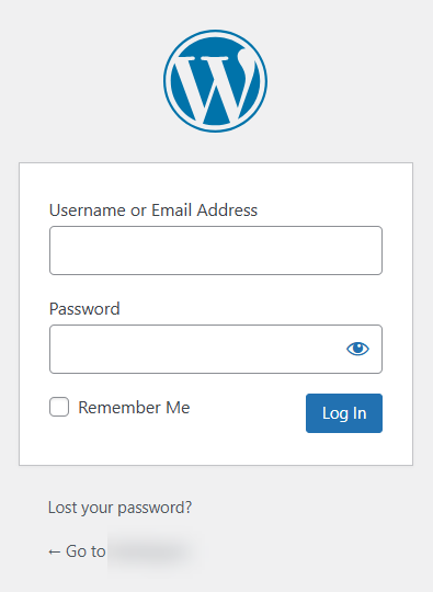 WordPress login form with username and password fields