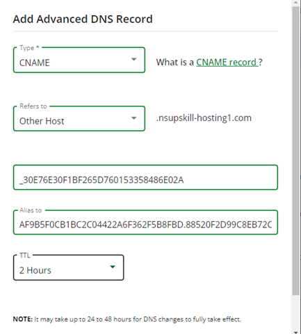 Add Advanced DNS Record