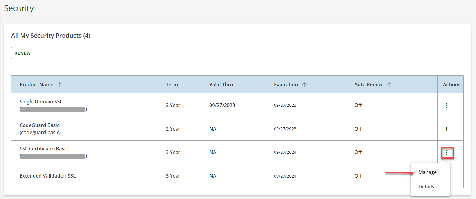 Manage SSL