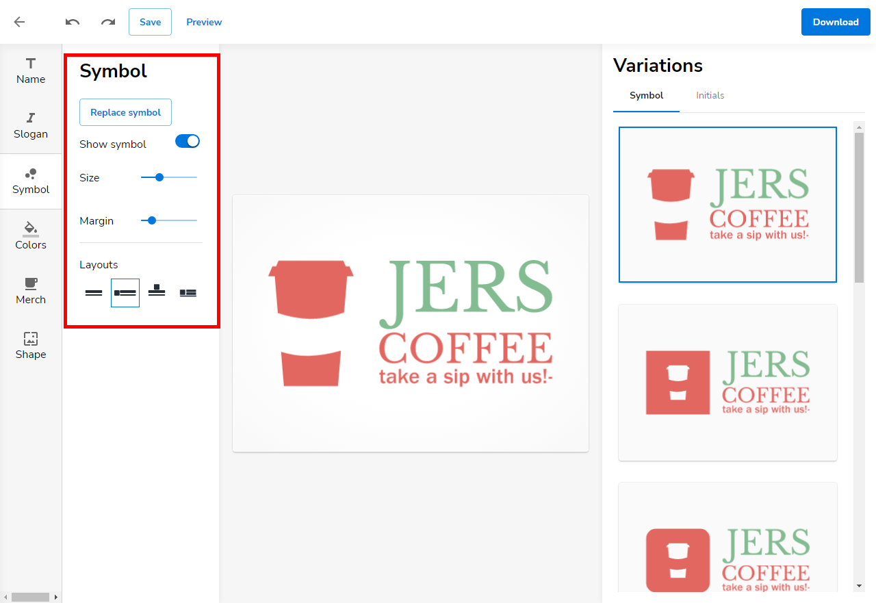 Symbol Menu